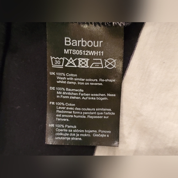 Barbour White Blue Stripe Cotton T-Shirt Small - Picture 6 of 8